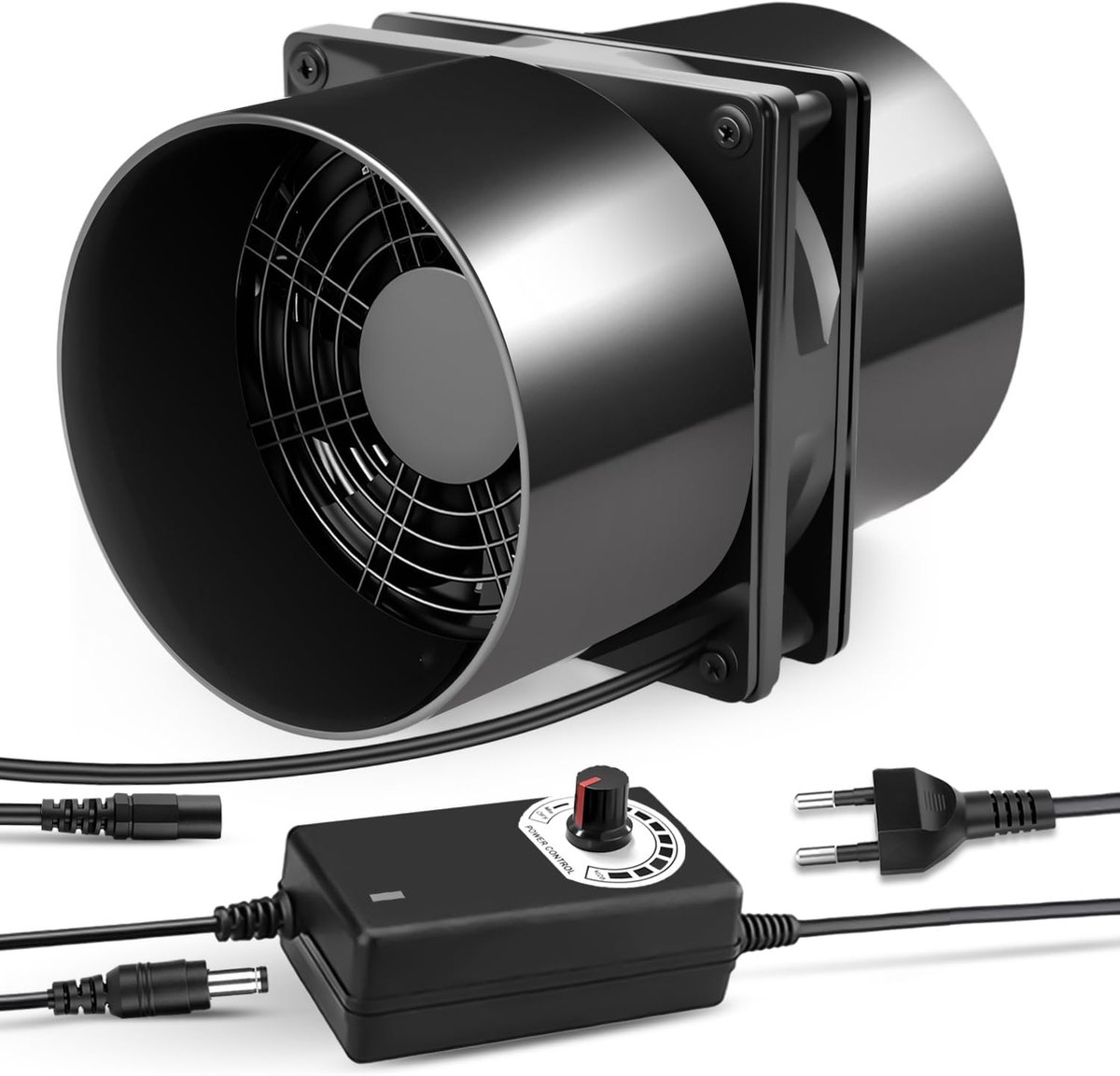 SnelShoppen - Pipe Fan 120 mm - Afzuigventilator met Snelheidsregelaar voor Keuken, Badkamer, Toilet, Serre en Garage - Ideaal voor Rookafvoer en Luch