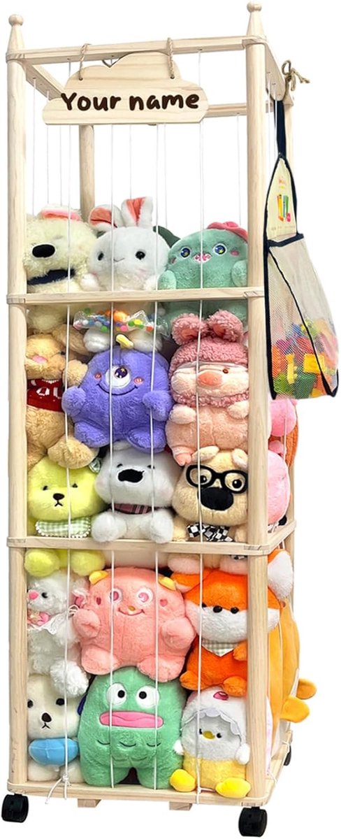 SnelShoppen - Opslag voor knuffeldieren, grote capaciteit, ruimtebesparend, multifunctioneel, kinderkamer, speelkamer, slaapkamer, duurzaam materiaal,