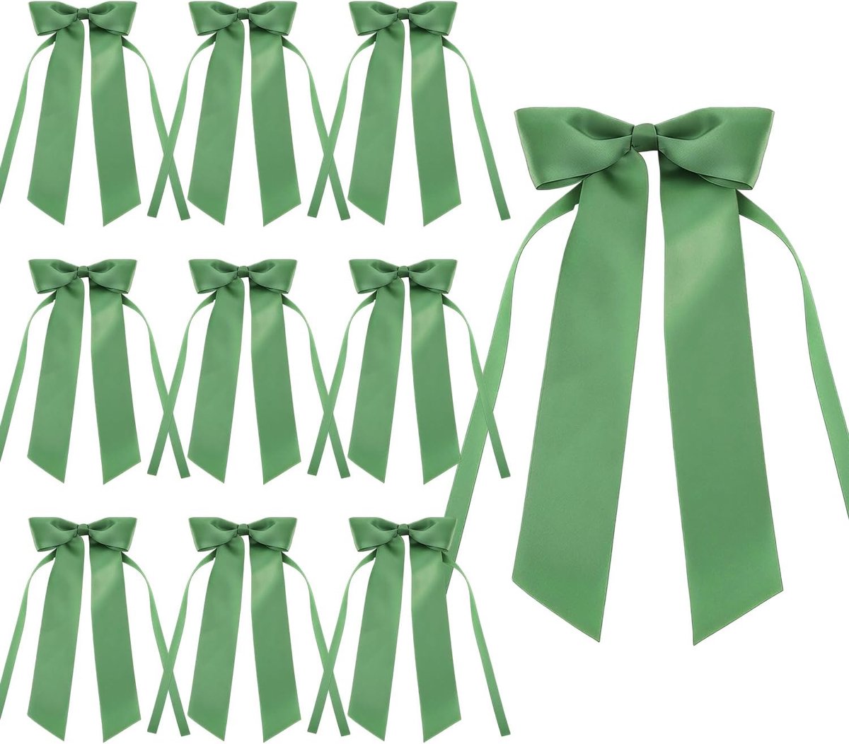 SnelShoppen - 10 Stuks Groene Satijnen Bogen - Elegante Cadeaubogen voor Bruiloften, Verjaardagen en Feesten - Decoratieve Bogen voor Tafeldecoratie e