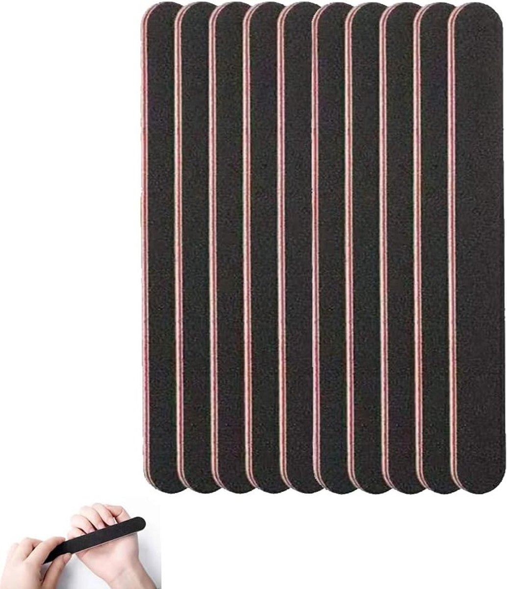 Professionele Vijlenset voor Nagels, 10 Dubbelzijdige Nagelvijlen 100/180 voor Verzorging en Styling van Nagels