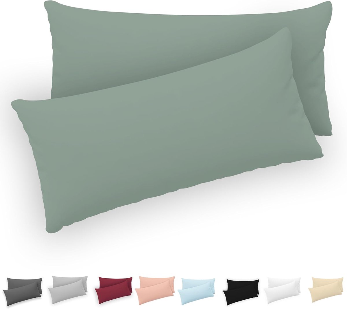 SnelShoppen - Set van 2 Kussenslopen 50x80 cm - 100% Katoen Jersey 150 GSM - Kussensloop met Rits - Oeko-Tex Gecertificeerd - Ideaal voor Dagelijks Ge