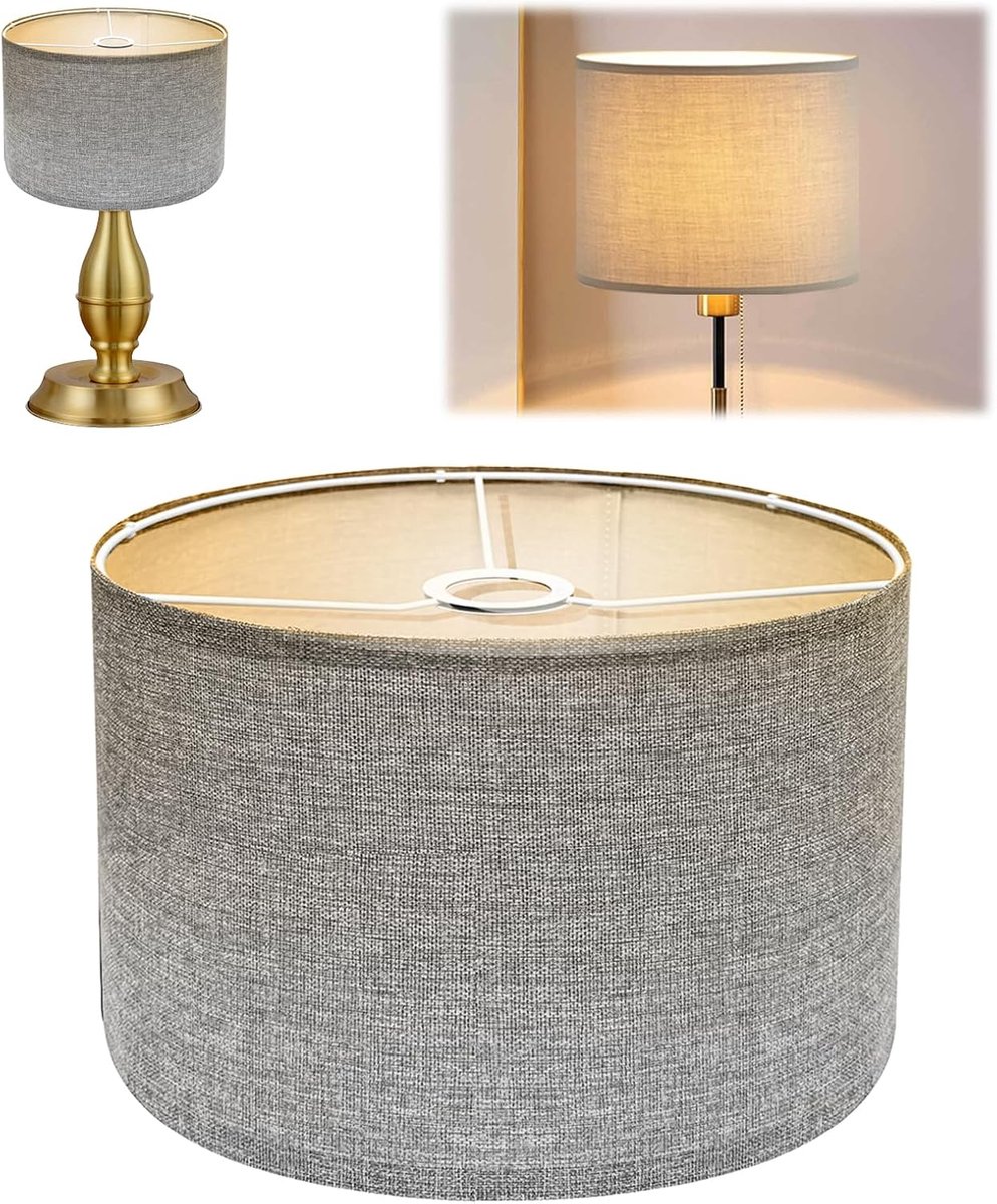 SnelShoppen - Handgemaakte Linnen Lampenkap voor Vloerlamp, Hanglamp en Tafel lamp met E27 Fitting, Niet-verblindend Licht, Diameter 30 cm, Hoogte 20