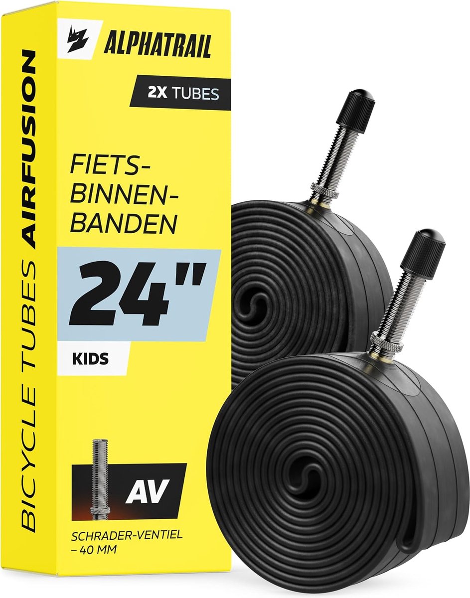 SnelShoppen - 2x Binnenbanden Fiets 24 Inch AV Schrader Ventiel - Geschikt voor Diverse Bandenmaat 24x1.50 t/m 24x2.25 - Ideaal voor Fietsreparatie, V