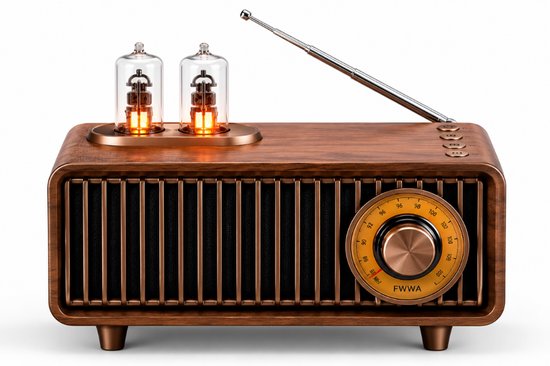 Retro Bluetooth Speaker 5W Stereo met FM Radio, RGB Licht, TWS, AUX, USB, TF-kaart – Retro buizenradio design