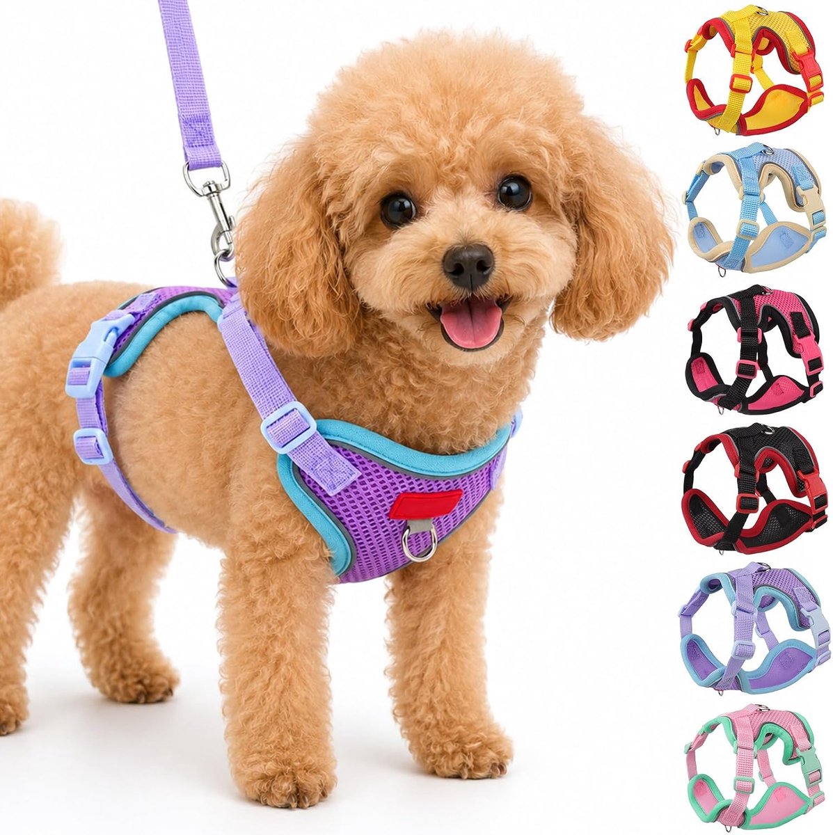 SnelShoppen - Hondenharnas met Riem Set voor Puppy’s, Kleine en Middelgrote Honden, Katten - Zacht Mesh, Ademend, Licht, Verstelbaar, Reflecterend Bor