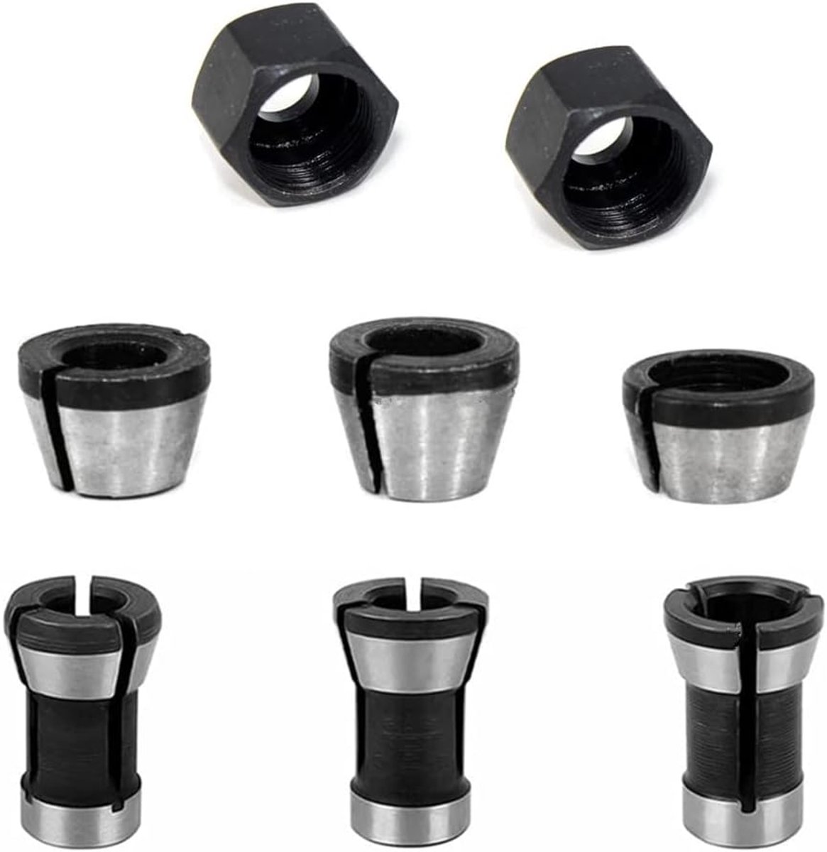 SnelShoppen - 8pcs Claw Adapter voor Router Cutter, 6/6.35/8mm HSS Mandrel Adapter voor Houtbewerking, Frezen, Engraving en Trimwerk