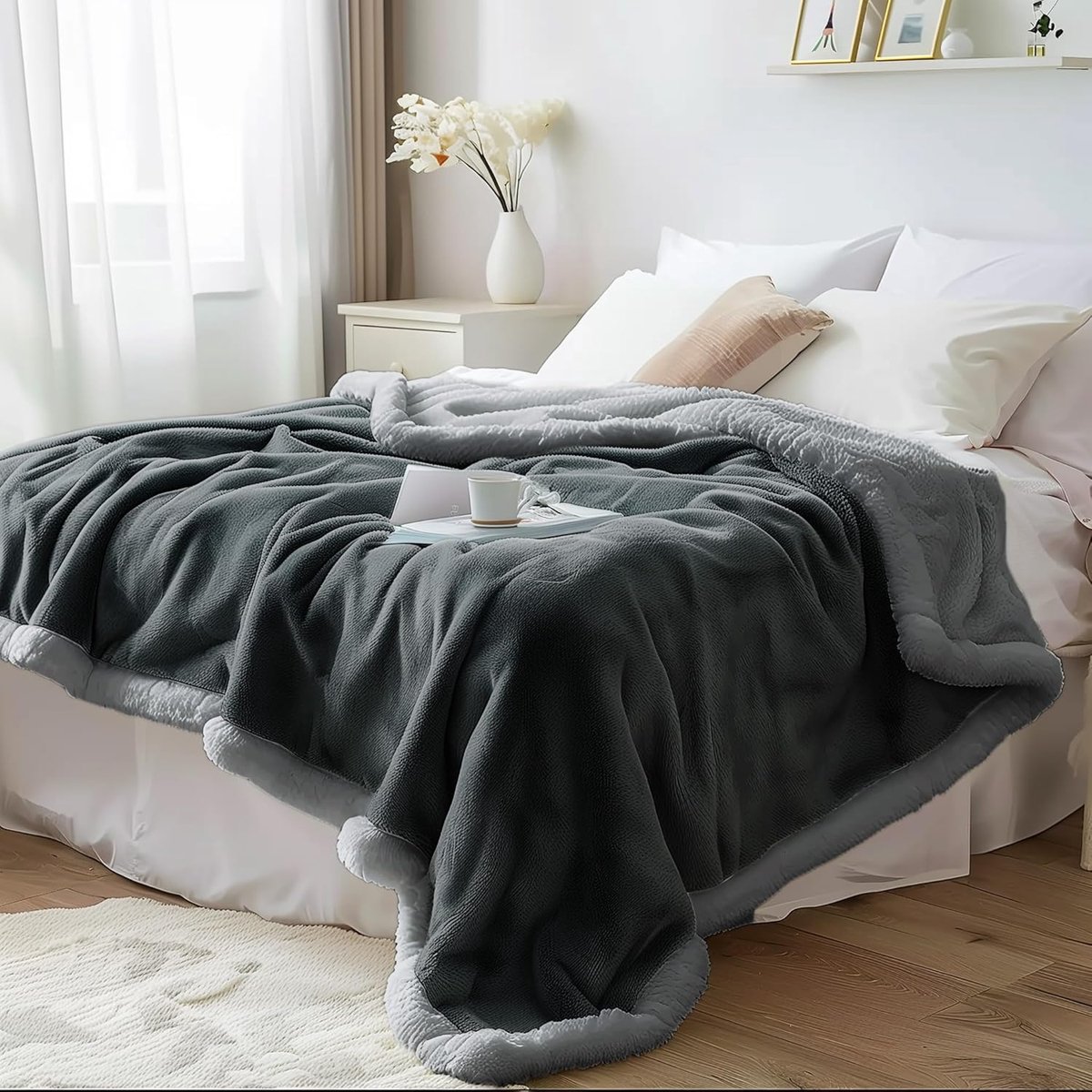 SnelShoppen - Waterproof Dekbedhoes Dubbele Maat Sherpa Fleece Reversible Bedsprei Zacht Warm Lekvrij Bed en Sofa Bescherming voor Kinderen Huisdieren