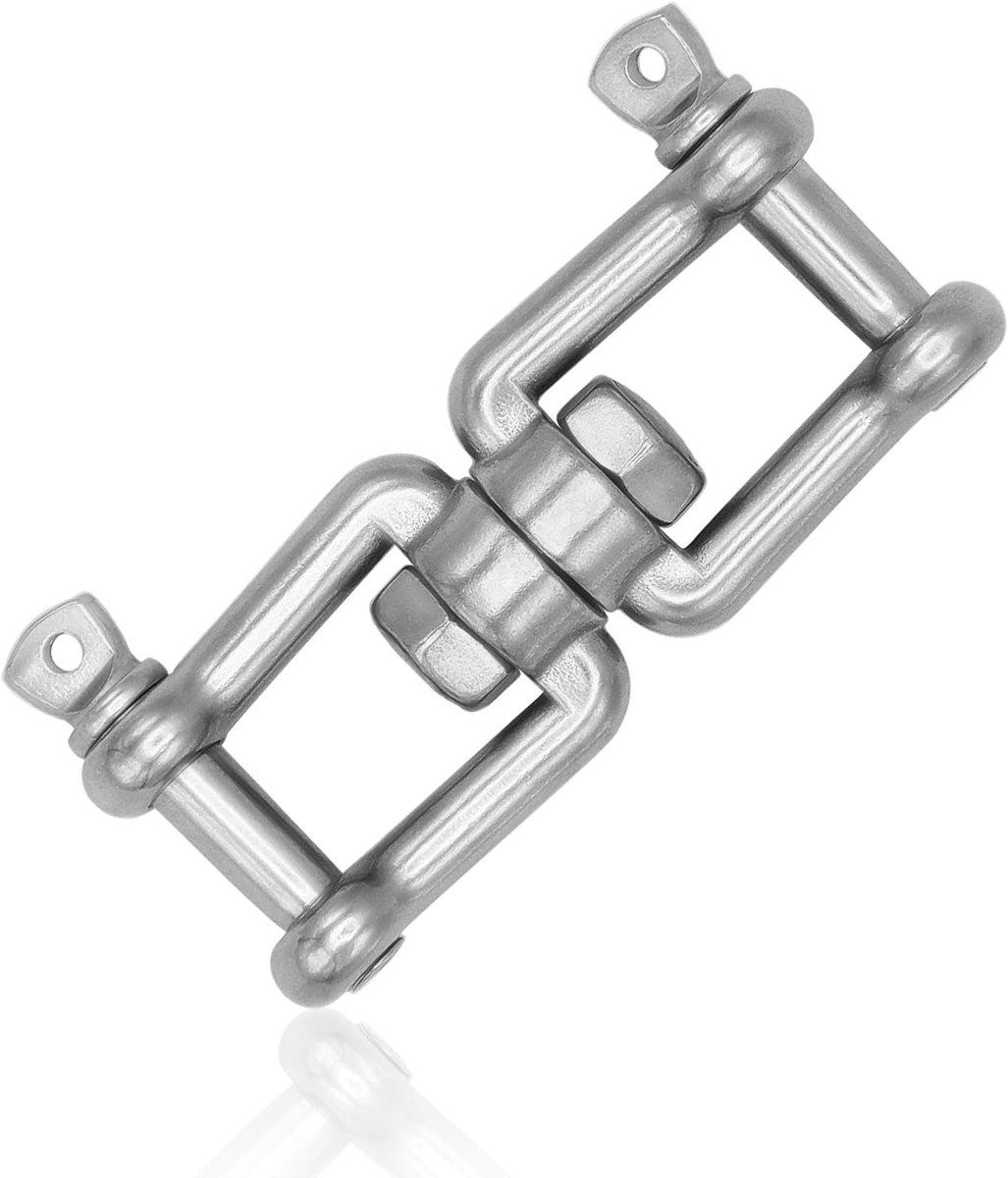 SnelShoppen - RVS draaibare wervel I 8mm L, BS 1650kg I Veilig draaien & fixeren hangstoelen, bokszakken, draaispellen, schommels I Hoge sterkte & wee