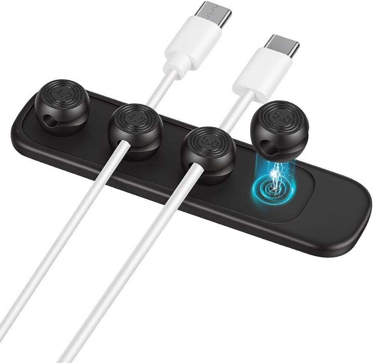 SnelShoppen - Kabelhouder Kabelclips Magnetische Kabelorganizer Zelfklevend Cirkelvormig 6 Stuks - Ideaal voor Thuis, Kantoor, Keuken en Meer