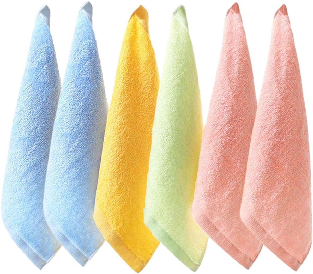 SnelShoppen - 6 Stuks Babyhanddoeken, Kleine Vierkante Absorberende Handdoeken, Superzacht Bamboevezel, 25 x 25 cm, Ideaal voor Kinderen, Bad, Zorg, F