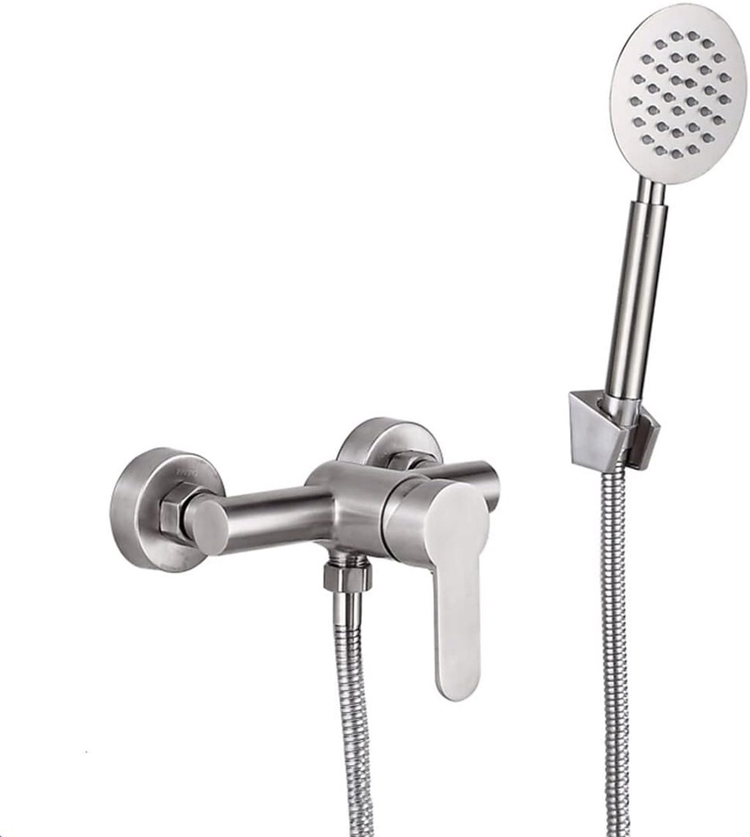 SnelShoppen - Wandmontage Badkamer Douche Faucet Set, RVS Regendouche Handdouche Systeem met Valve Body en Trim, 304 RVS, 59 inch Douche Slang