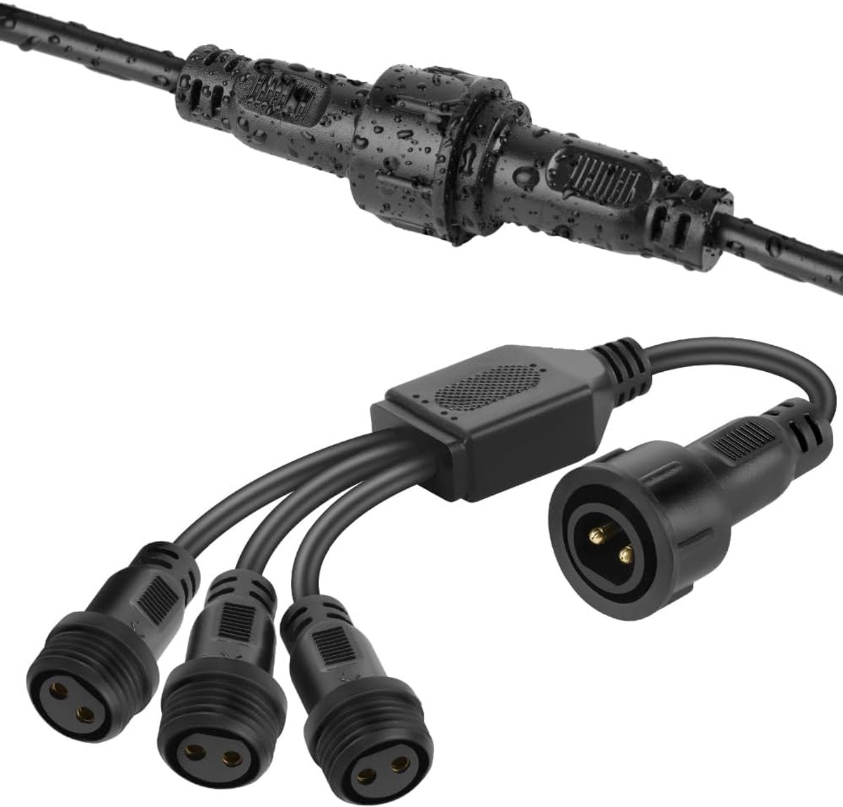 SnelShoppen - Splitter Connector voor Kerstverlichting, IP65 Waterdicht 1 naar 3 Y-vormige Twee-Pins Verlengkabel voor Kerstlicht, Gordijnverlichting,