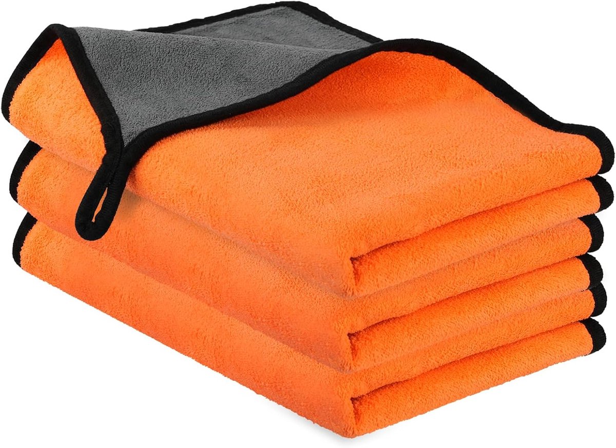 SnelShoppen - Microvezeldoeken Set van 3, Super Absorberende Lintvrije Polijstdoeken voor Auto, Huishouden, Keuken en Ramen, 400 g/m², 40 x 60 cm, Ora