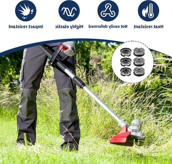 Set van 6 Vervangende Draadspoelen voor Brush Cutter, Nylon Snijdraad 4.9 m, Flexibel en Eenvoudig te Gebruiken, Geschikt voor Tuinonderhoud — afbeelding 4