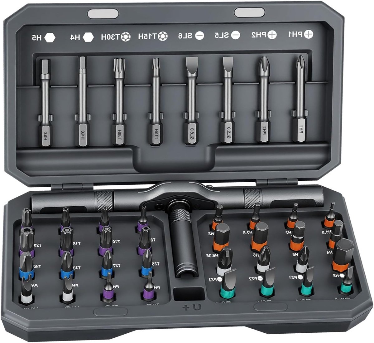42-in-1 magnetische schroevendraaierset - Ratel met afneembare grip, 40 precisiebits voor computers en meubels, ideaal voor klussen en reparaties