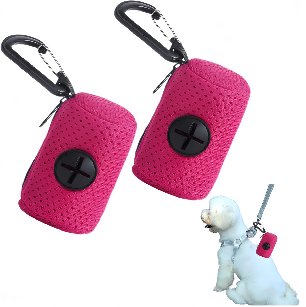 SnelShoppen - Poepzakjeshouder voor Honden, Set van 2, 7 x 5 cm, Poepzak Dispenser met Bevestigingsclip voor Draagbare Honden en Huisdieren