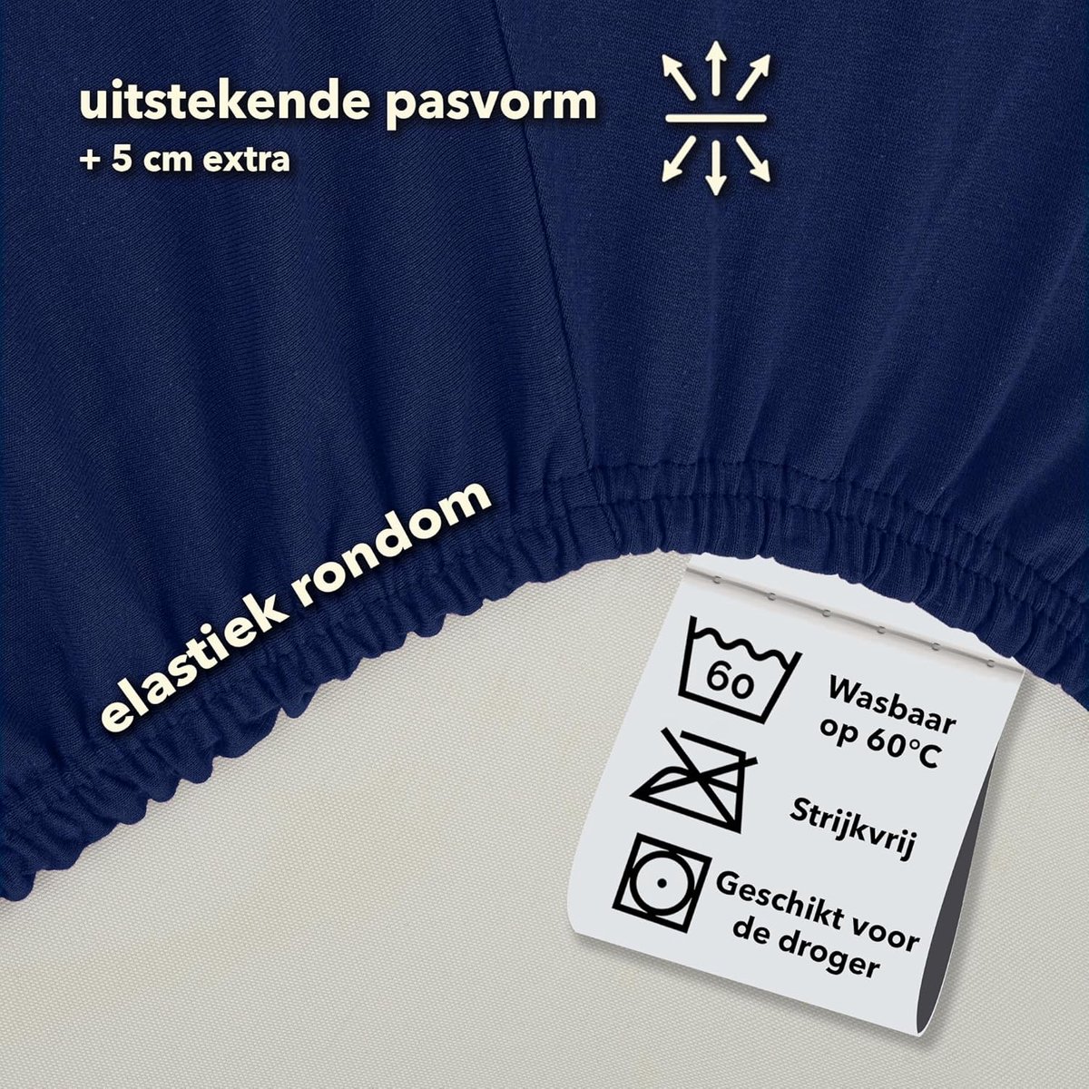 SnelShoppen - Fitted sheet 90x200 cm - 100x200 cm, 100% Katoen, Donkerblauw, Oeko-Tex, Allergievriendelijk, Ademend, Eenvoudig Onderhoud, Geschikt voo