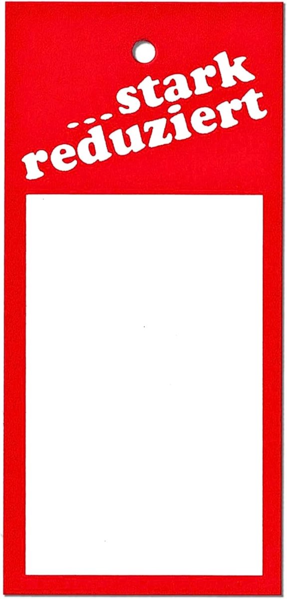 SnelShoppen - 500 Action Labels met Gat 40x85mm - Prijslabels - Hanger Labels - Individuele Labels voor Kleding, Retail, Boutique, Vlooienmarkt