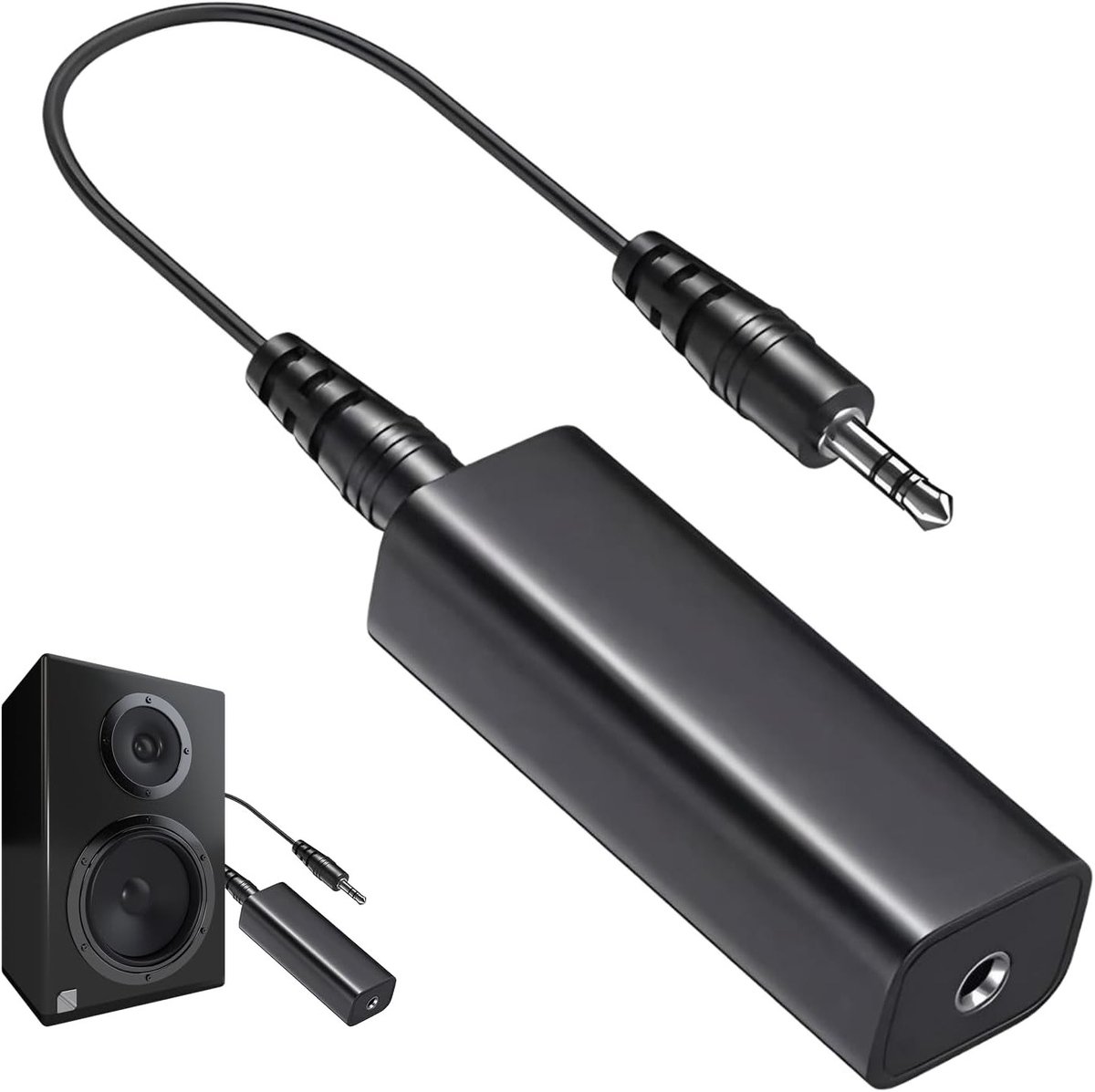 Anti-interferentie filter 3.5 mm jack tegen bromgeluiden, ruisisolator voor auto audio en thuis stereo, AUX jack audiofilter met kabel