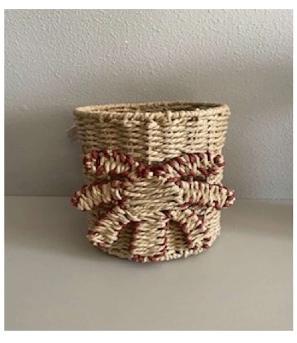Rieten mand met palmboom, kleur Naturel