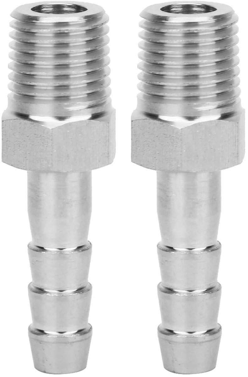 SnelShoppen - 2PCS RVS Snelle Koppeling voor BSPT 1/4 Inch Mannetje Draad en 8mm Buiskoppeling Fitting - Roestvrij, Duurzaam, Meerdere Maten