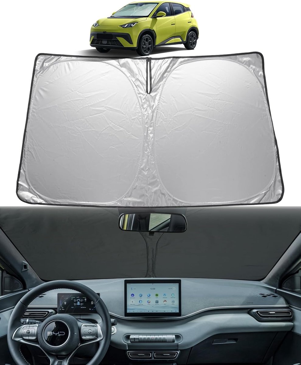 SnelShoppen - Zonnescherm Voor BYD Dolphin Surf 2025 2026 2027 - UPF 50+ UV Bescherming - Verkoelende Windscreen Parasol Accessoire - Bescherming Tege