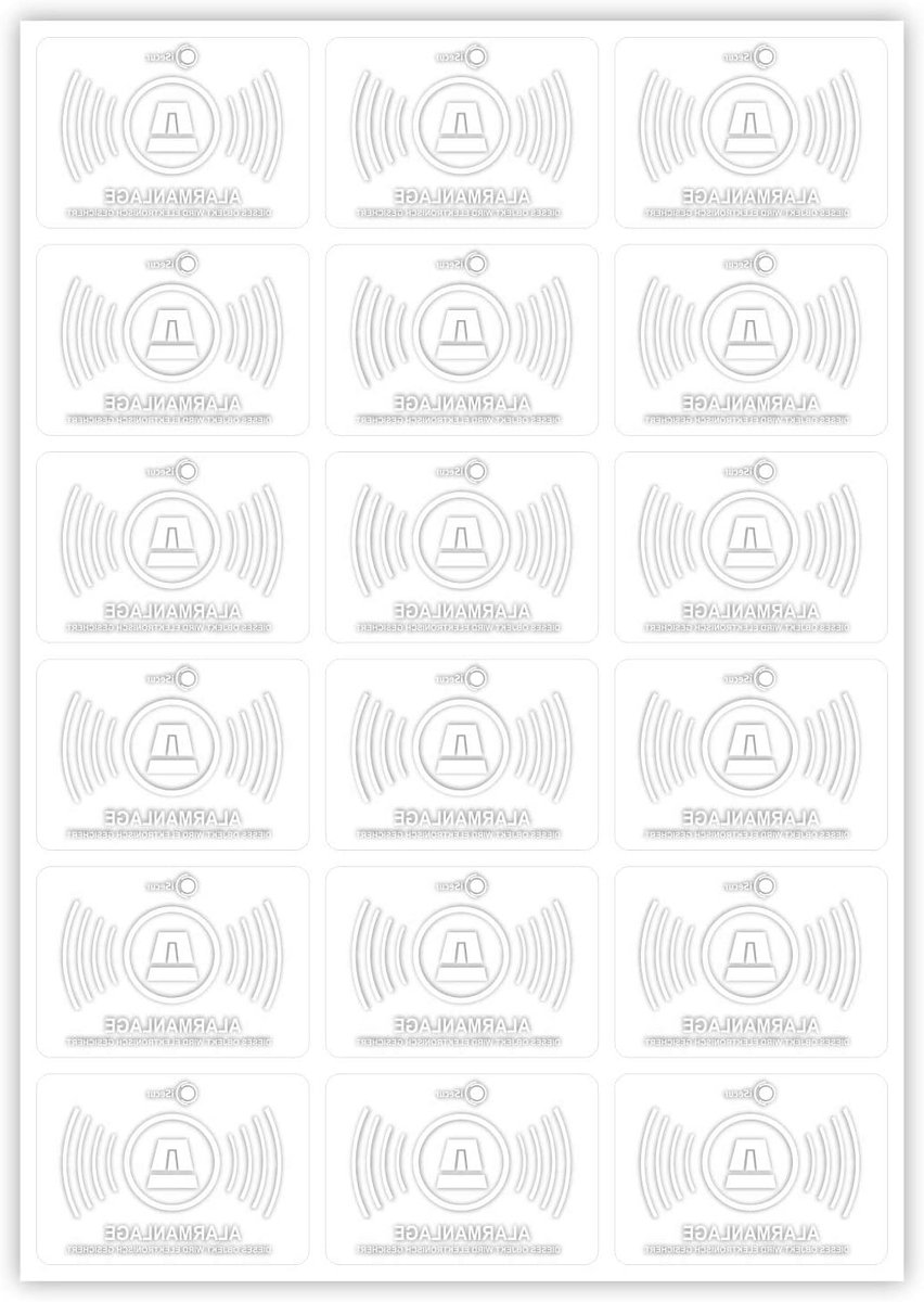 SnelShoppen - 18-delige Sticker-set Alarm Systeem Zelfklevend - 5 x 3.5 cm - Waarschuwingsstickers voor Raam en Deur - Transparant - UV-bestendig - Hi