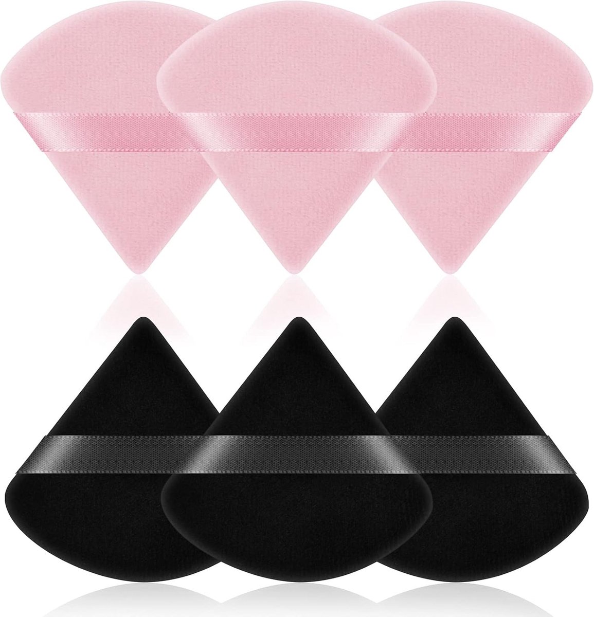 SnelShoppen - Pack van 6 Driehoekige Make-up Poederkwasten, Wasbare en Herbruikbare Make-up Spons, Poeder Pads, Geschikt voor Losse Poeder of Foundati
