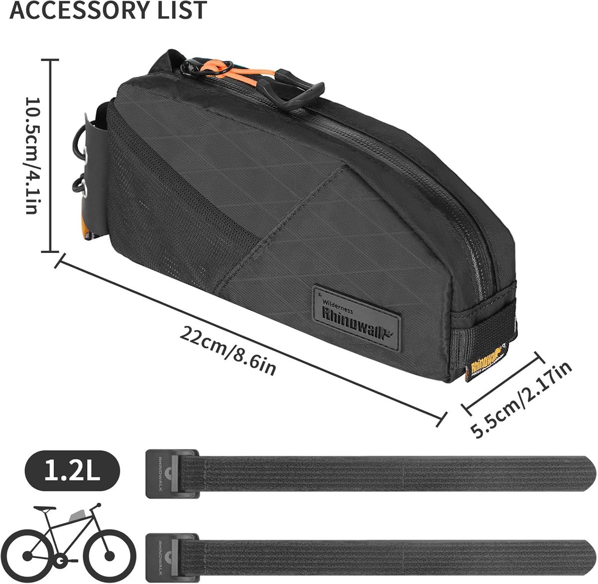 SnelShoppen - Fietstas Fietsframe Tas Waterproof - Top Tube Bag voor MTB en Racefiets - Fietsaccessoire voor Gereedschap - 1,5L Inhoud - Zwart