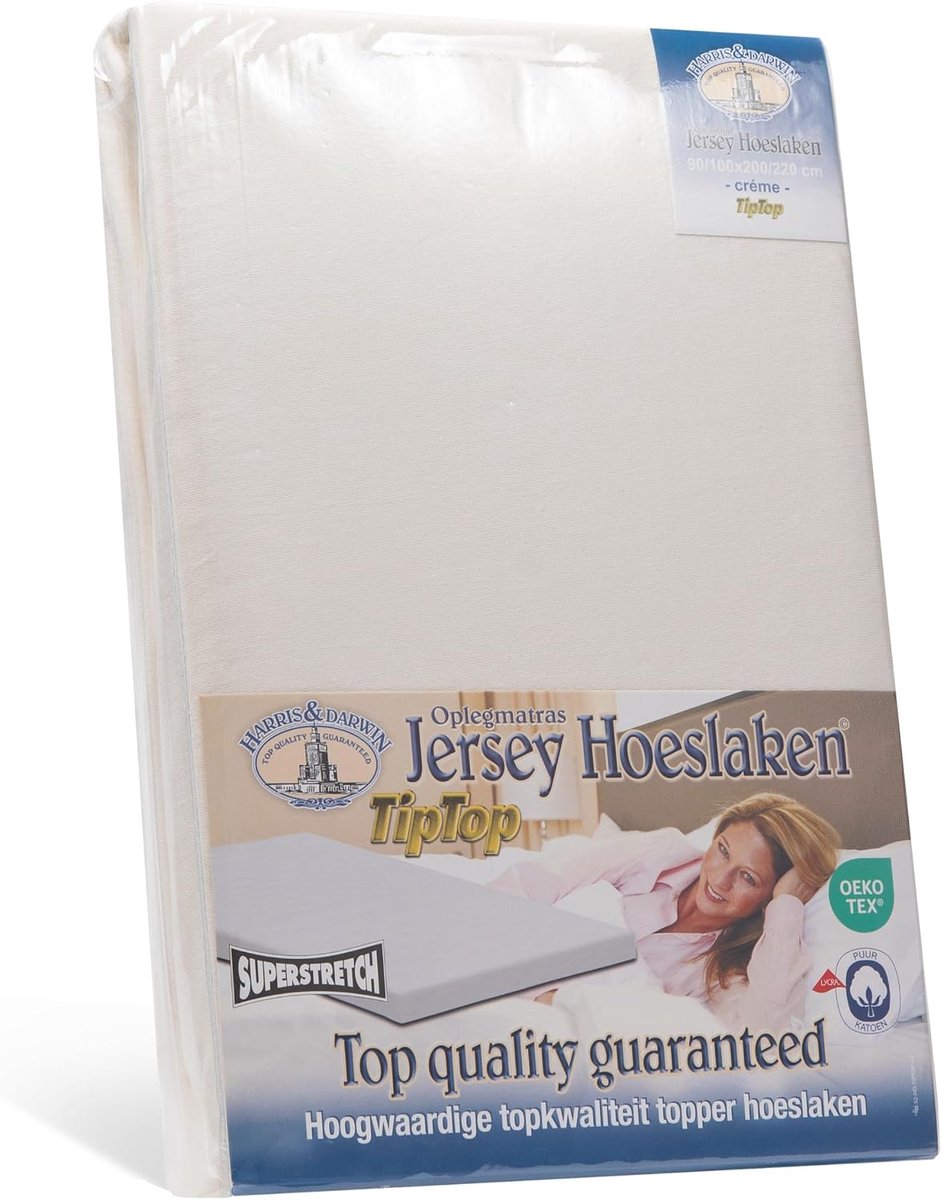 SnelShoppen - Fitted Sheet Topper 80x200 cm - 100% Jersey Katoen - Crème - Geschikt voor Matras tot 15 cm - Ademend en Machinewasbaar