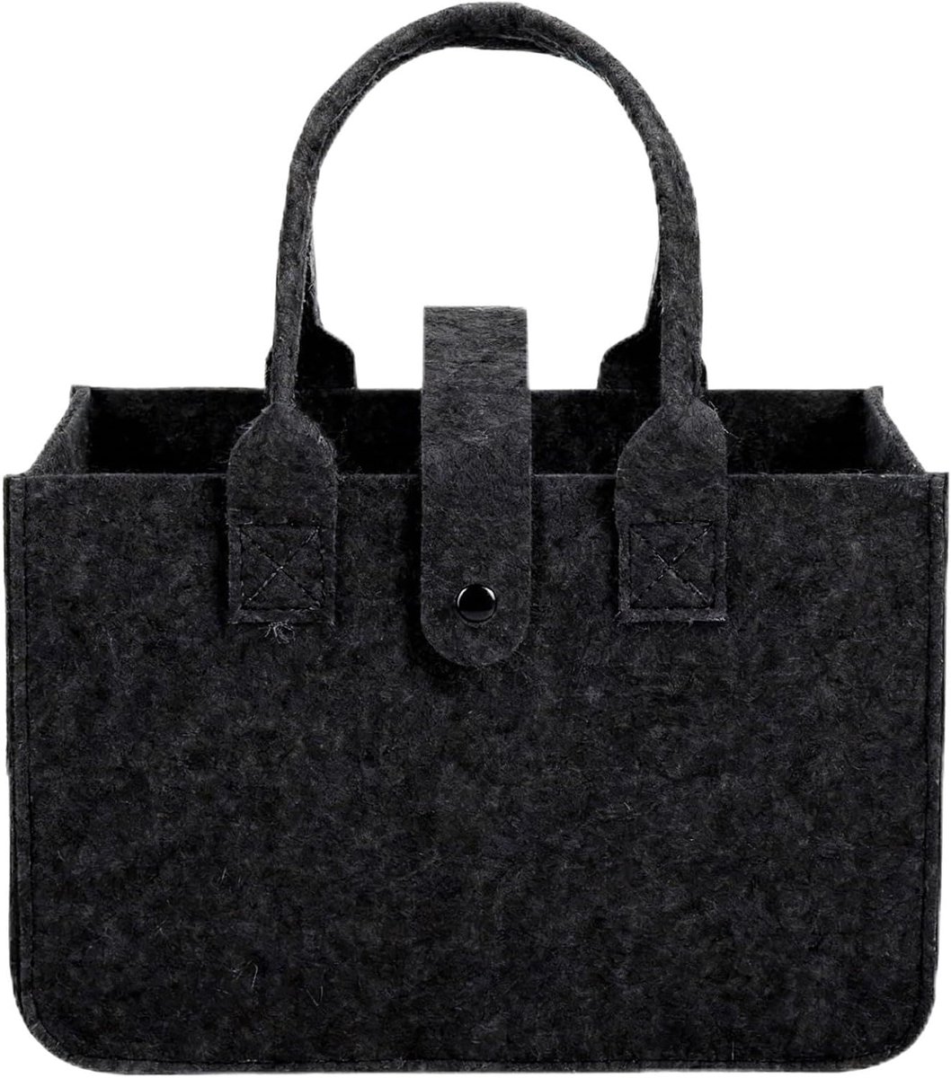 SnelShoppen - Grote Vilt Tas 10.8L - Vouwbare Shopper - Felt Shopping Bag voor Kleding, Speelgoed en Dagelijkse Boodschappen - Zwart - 30 x 20 x 18 cm