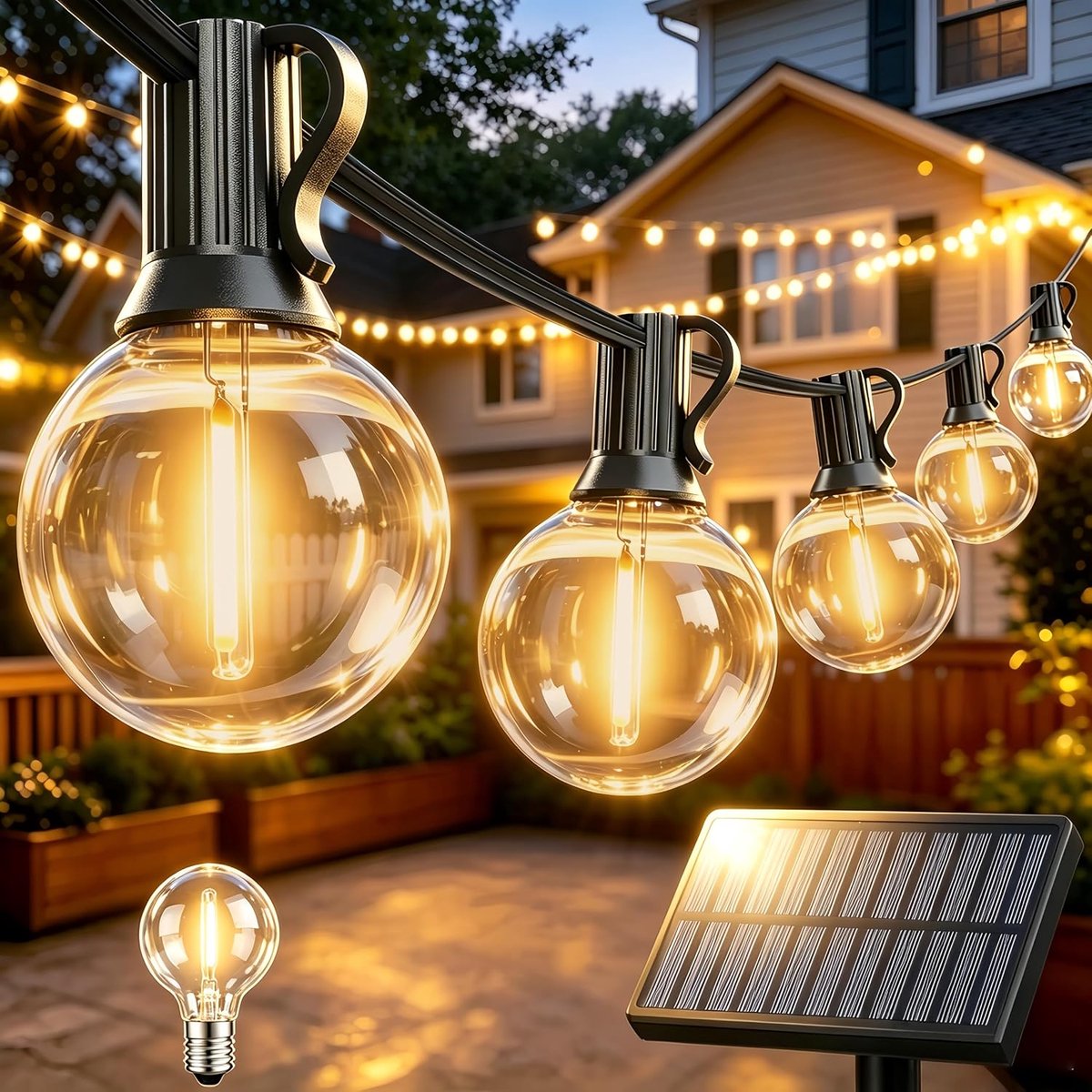 SnelShoppen - Solar Lichtsnoeren 15M/50FT Waterdicht Onbreekbaar - 20+1 Lampjes, Opladen via Zonne-energie en USB, 3 Verlichtingsmodi voor Tuin, Balko
