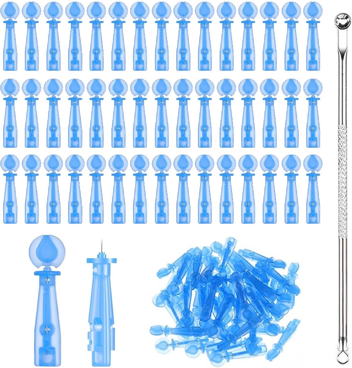 SnelShoppen - 101-delige Pimple Expression Tools Set voor Blackhead en Pimple Verwijdering - Professionele Lancets en Naalden van Medisch Metaal en Du