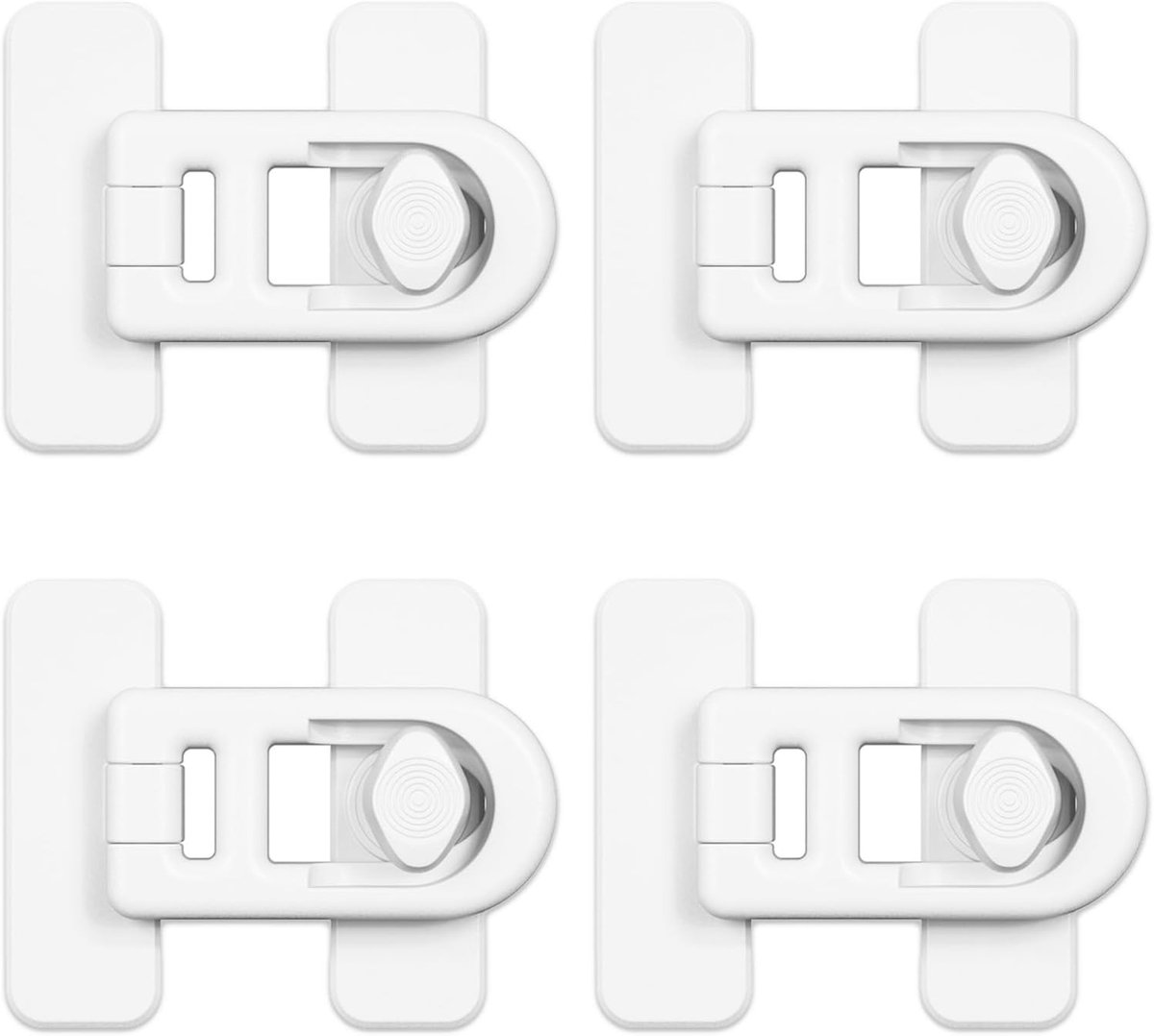SnelShoppen - 4 Stuks Veiligheids Koelkast Slot, Zelfklevend, Geen Boren, ABS Veiligheidsclosure voor Keuken Kasten, Wit