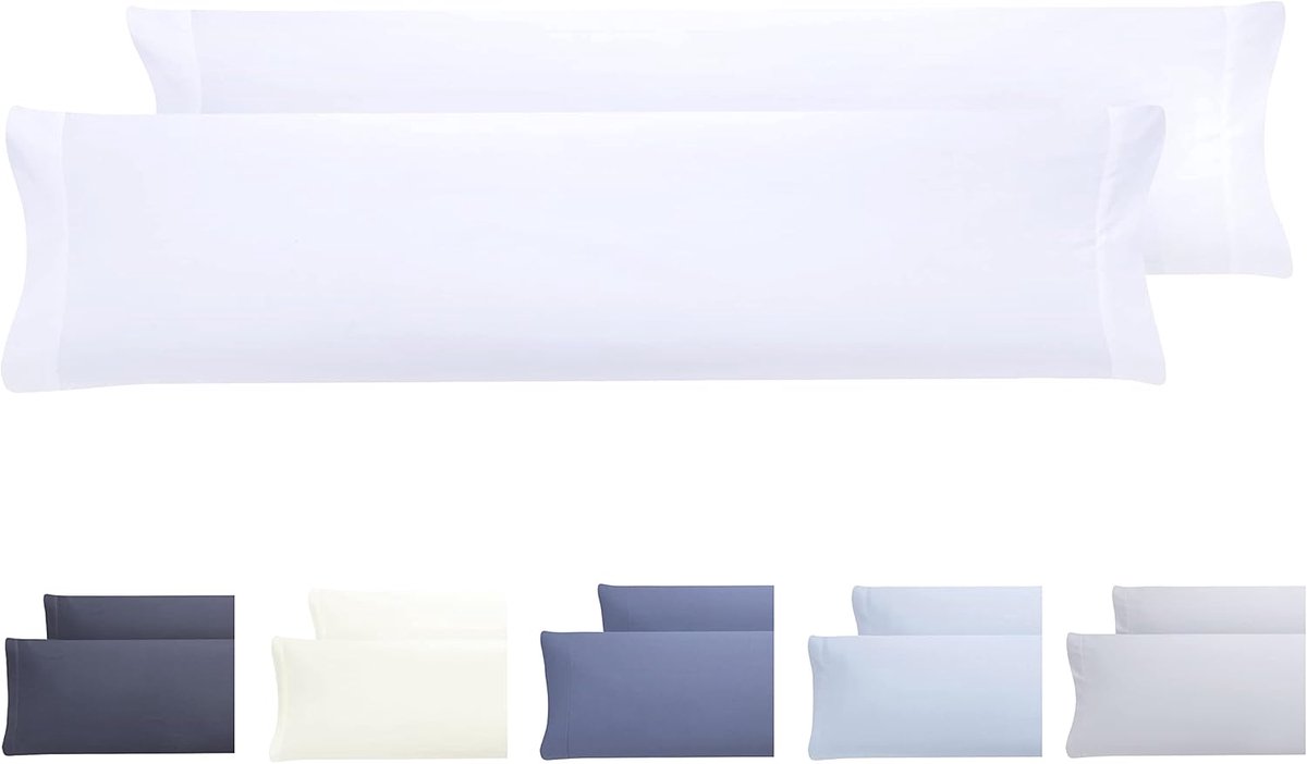 SnelShoppen - Set van 2 Hypoallergene Kussenslopen 135 x 40 cm - Extra Zacht Polyester Microfiber - Wit - Ideaal voor Thuis, Kamperen en Gasten