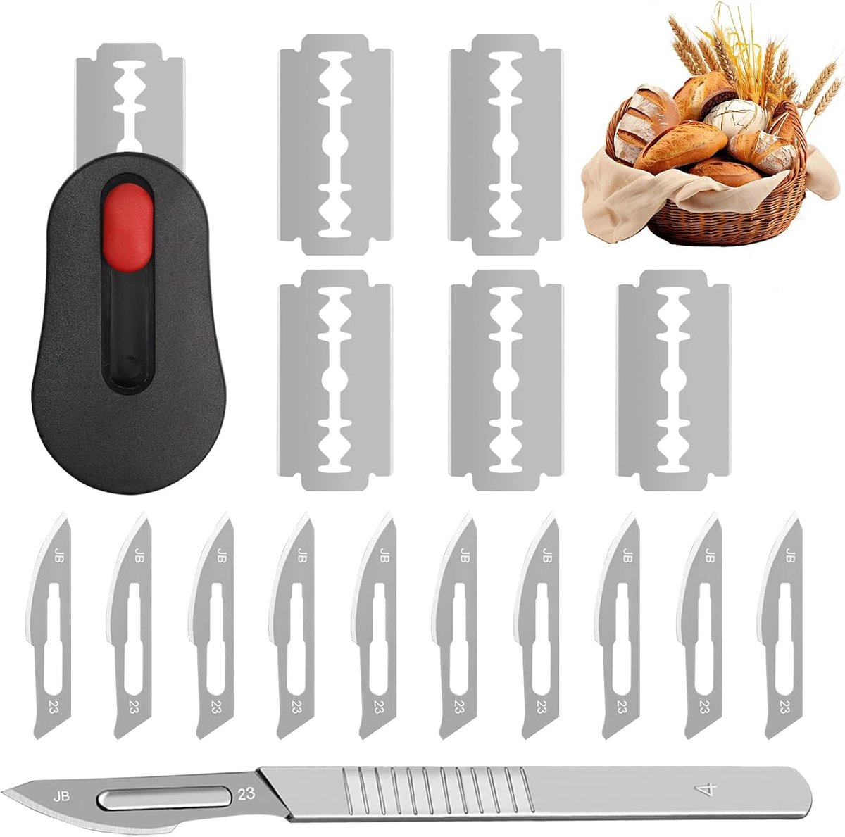 SnelShoppen - Broodmes, Zuurdesemmes, Deegsnijder, Broodsnijder voor Baguettes en Meergranenbroden - Duurzaam Roestvrijstaal, Professioneel Snijden in
