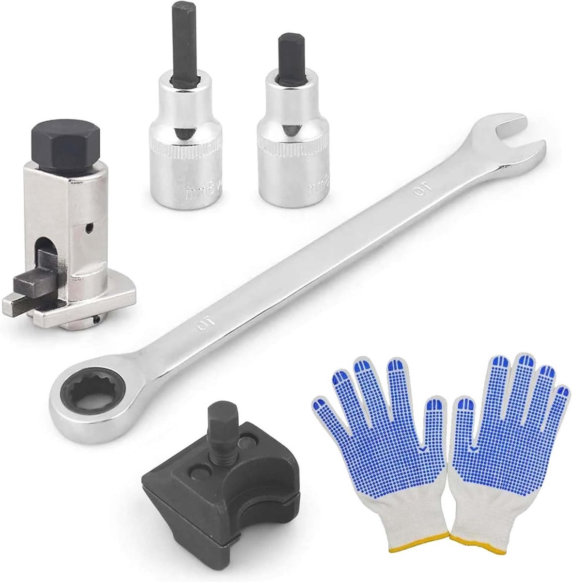 Set van 6 Spanners voor Autoveren en Schokdempers met Handschoenen en Sleutel voor Diverse Voertuigen