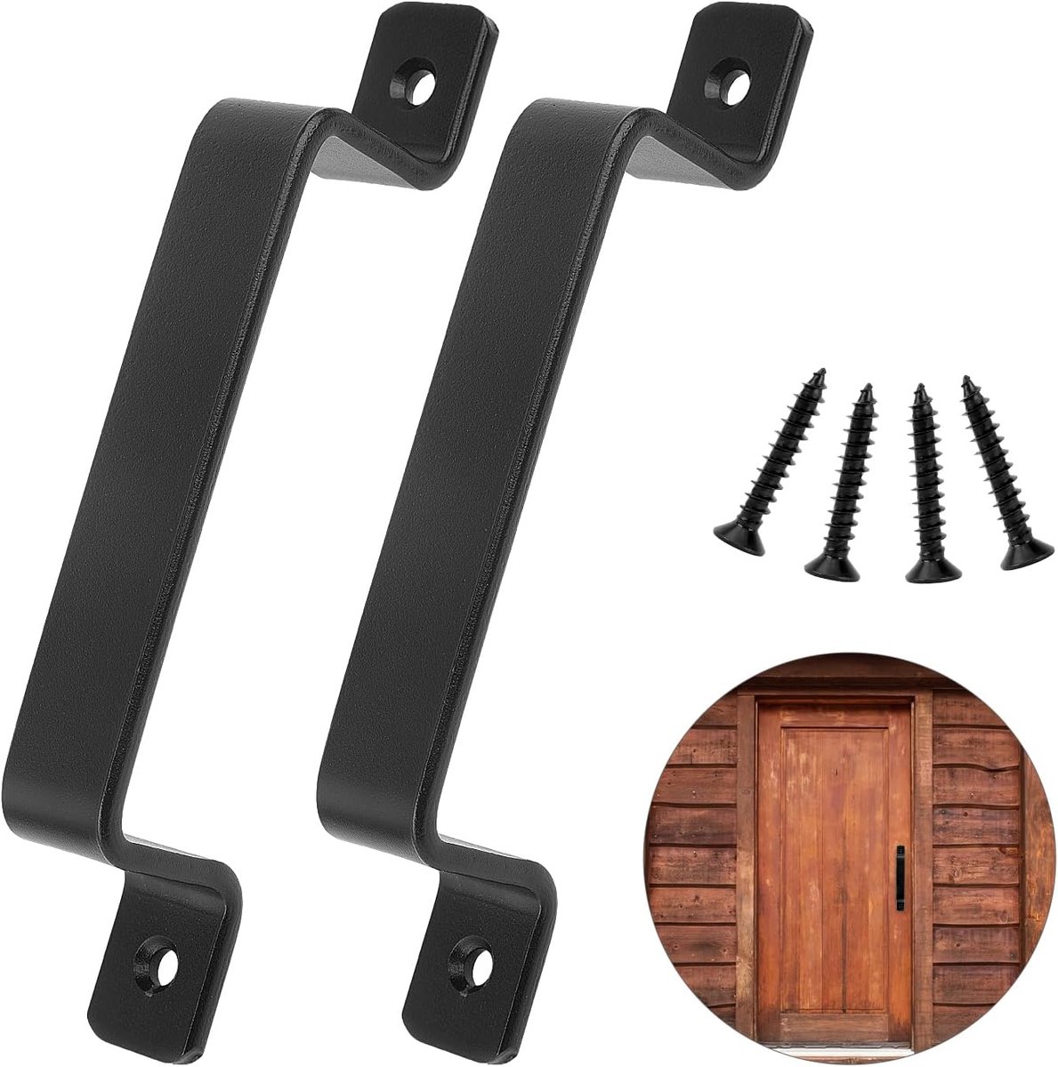 SnelShoppen - 2 Stuks Zwarte Sliding Deurhandgrepen, Barn Deurhandvatten, Heavy Duty Carbon Staal, Inclusief Schroeven, Perfect voor Houten Poorten en