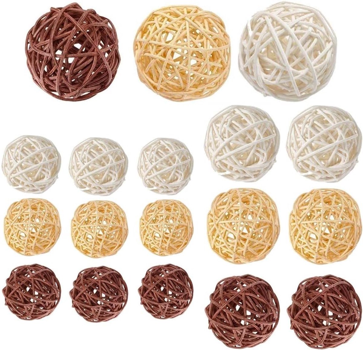 SnelShoppen - 18 Stuks Decoratieve Rattan Ballen, Wicker Bollen, Handgemaakt, Veilig, Voor Tafel Decoratie, Bruiloft, Feest, Aromatherapie, Chew Toy