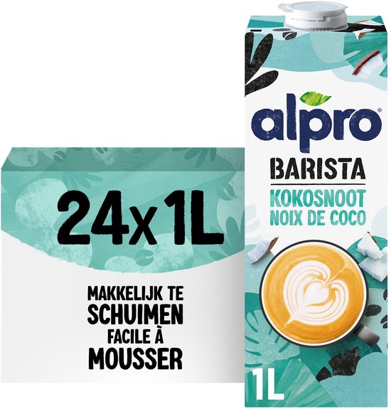 Alpro Barista Kokos - Plantaardige Kokosmelk - Geschikt voor Koffie - Lactosevrij - 24 x 1L
