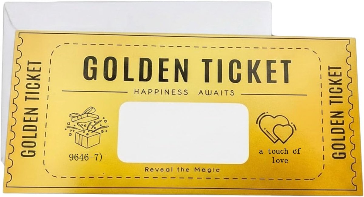 SnelShoppen - Gepersonaliseerde cadeaukaart met verrassingsgebied, set van 1 gouden kaart, geheimsticker en witte envelop voor verjaardag, Kerstmis en