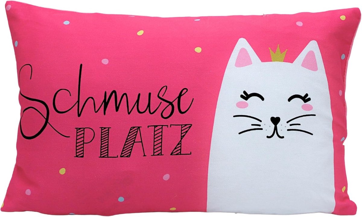 SnelShoppen - Cuddly Cushion Kat - Decoratief Kussen - Kinderen - 40x13x23 cm - 100% Katoen - Machinewasbaar - Perfect voor Slapen en Knuffelen