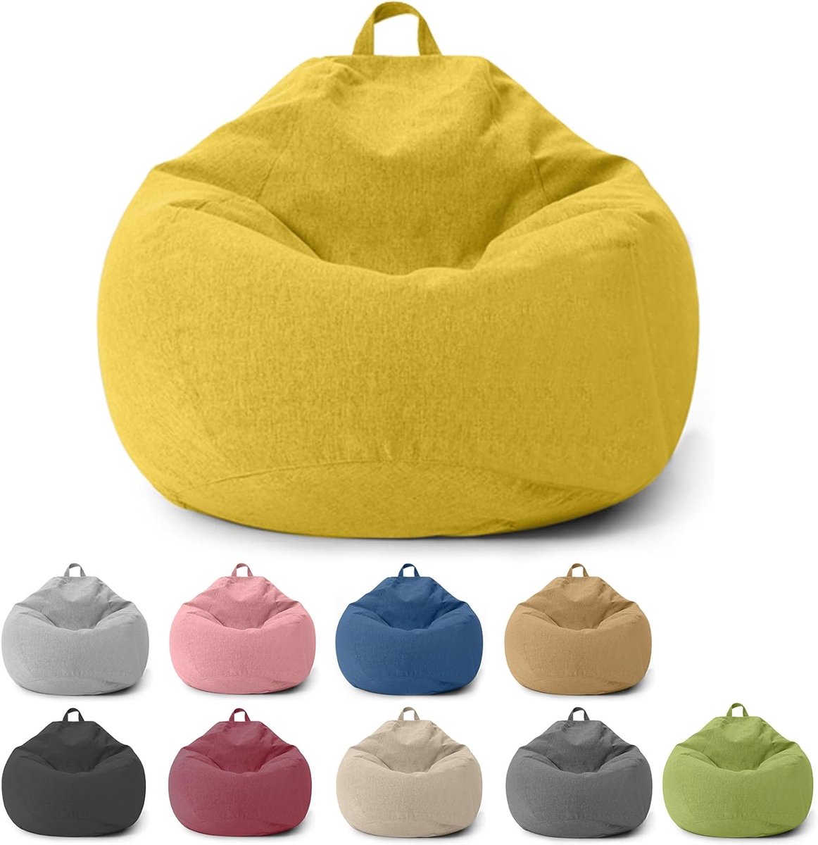 SnelShoppen - Bean Bag Stoel voor Kinderen en Volwassenen, Deksel Alleen (zonder Vulling), Zitzak voor Slaapkamer, Kantoor, Woonkamer, Patio - Geel, 1