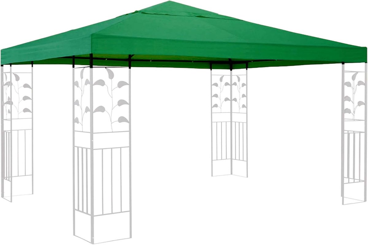 SnelShoppen - Vervangende Daktent voor Tuinpaviljoen 3x3m Groen - 100% Polyester met PVC Coating - Ideaal voor Feesten, Tuin en Camping