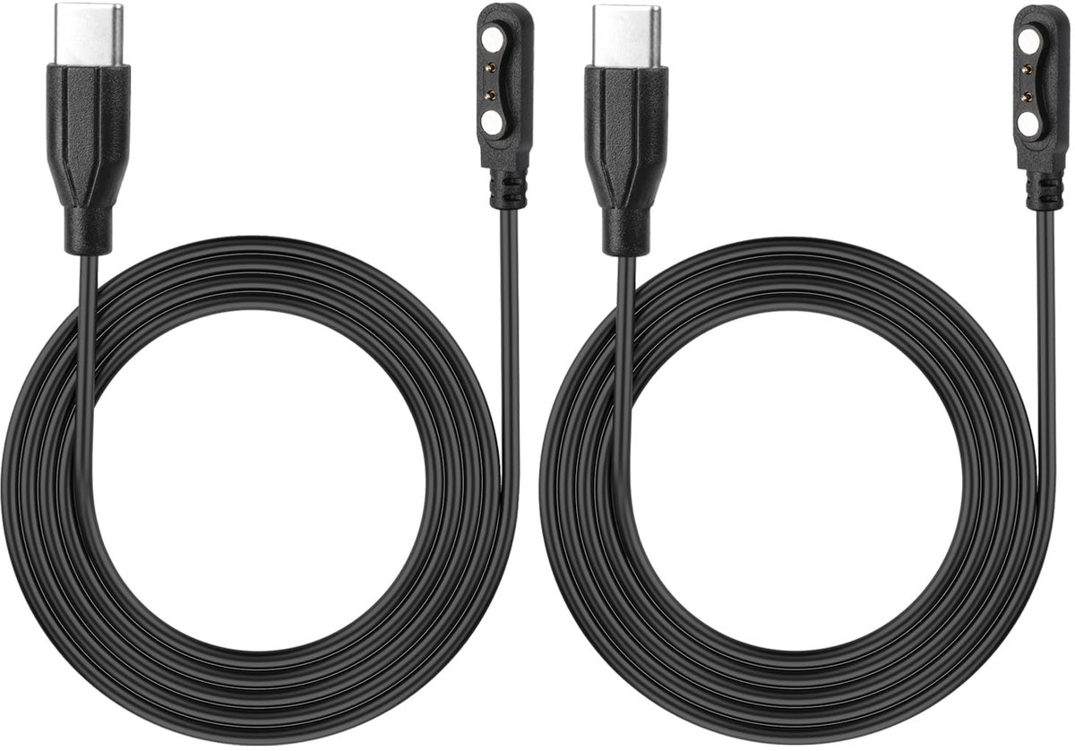 SnelShoppen - Universele Magnetic Smartwatch Oplaadkabel USB C - 2 Polige Kabel voor Smartwatches, Fitness Trackers en Slimme Bril - 4mm Contactafstan