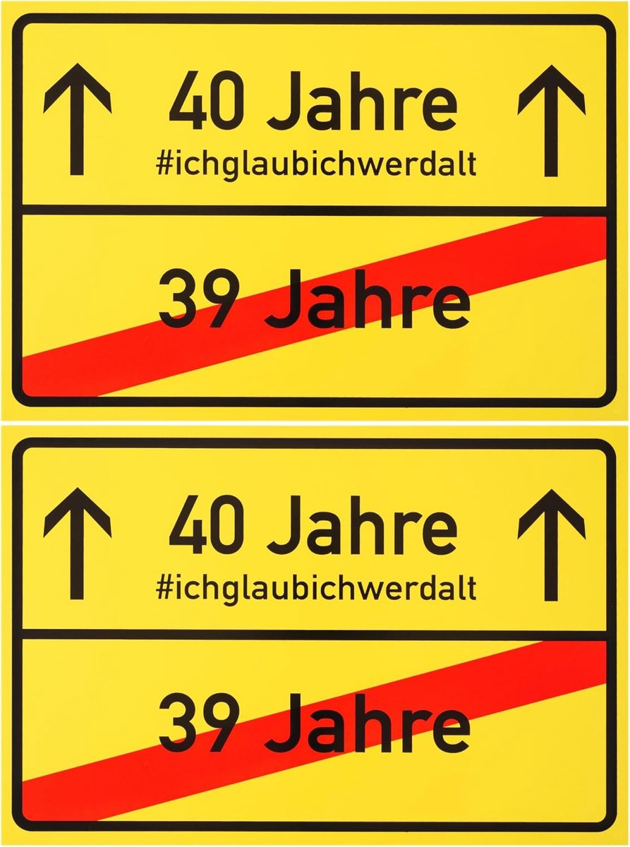 SnelShoppen - Plaatsnaambord 40e Verjaardag, 2 Stuks, Grappig PVC Bord 30 x 20 cm, Verjaardagsdecoratie, Cadeau voor Feest, UV-bestendig, Verjaardagsv