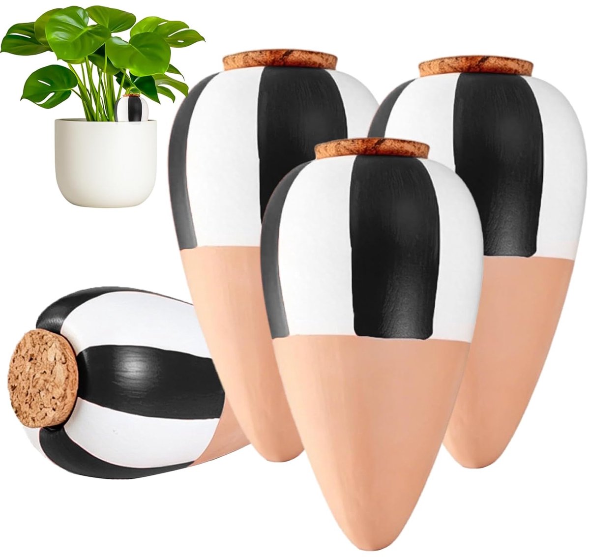 SnelShoppen - Automatische Plant Irrigatie Set - 4 Terracotta Druppelirrigatiekegels voor Binnen en Buiten - Perfect voor Tuin, Vakantie, en Kamperen