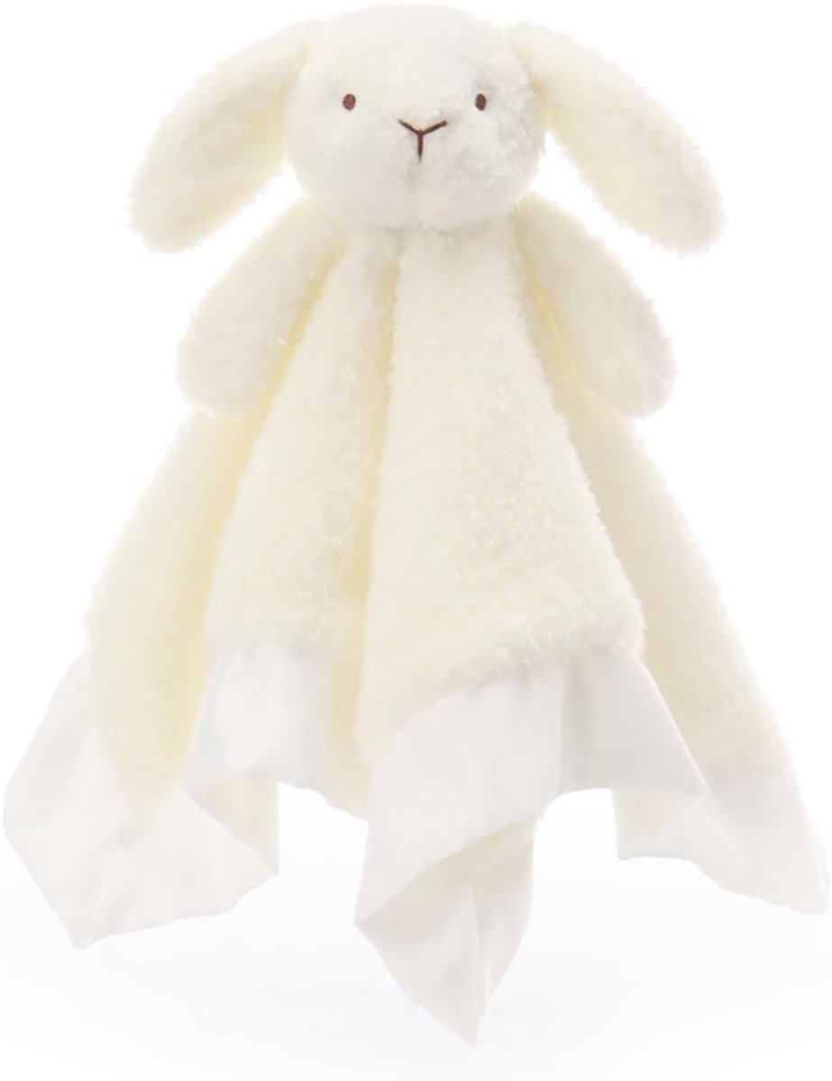 SnelShoppen - Babydeken Pluche voor Pasgeborenen - Witte Konijn - 35cm - Zacht en Veilig - Premium Polyester - Ideaal voor Thuis, Auto en Kinderwagen