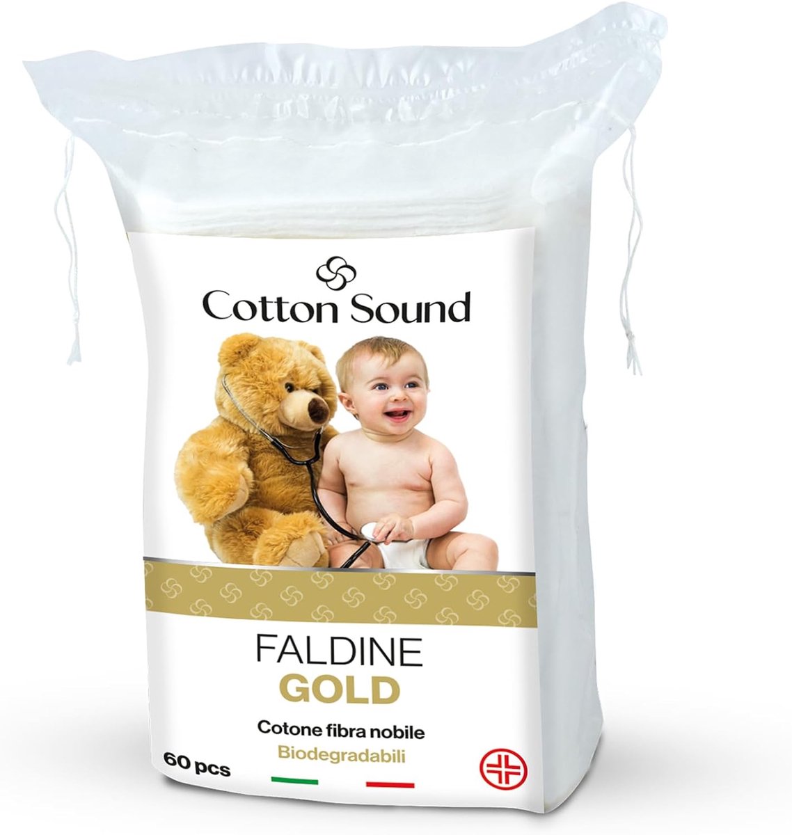 SnelShoppen - Baby Faldine 60 Stuks - 100% Hydrofiele Katoen - Hypoallergene en Biologisch Afbreekbare Wafels - Dermatologisch Getest - 9x11 cm - Idea