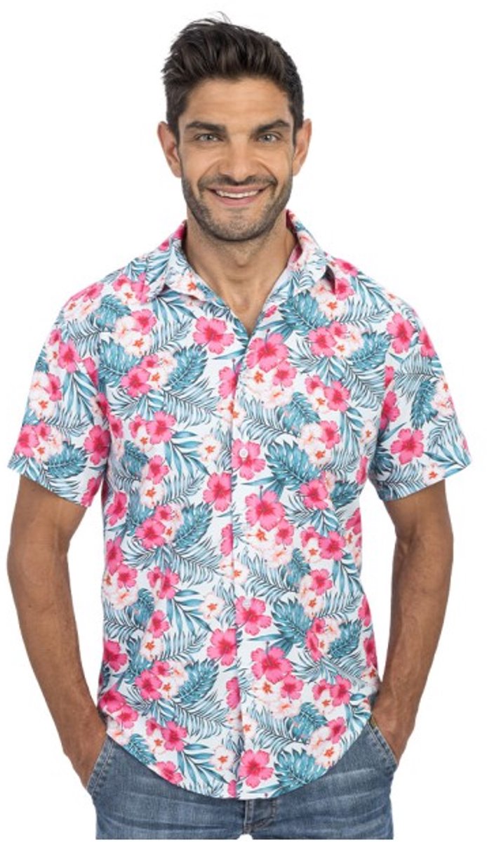 Blouse Hibiscus Roze Tropisch - Maat M
